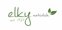 logo of elky natürlich in black and green and there are leafs above the word natürlich